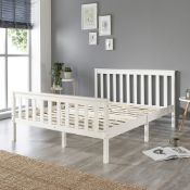 Boxed Aadi Solid Wood Shaker Bed Frame White Kingsize (5') (LOC: SR6(1.5)-WO1646 - MP)