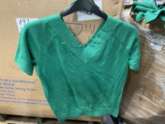 Pallet to contain 100kg of mixed sizes of Green, Short Sleeved, Deep V Neck Knitted Pullover Jumpers