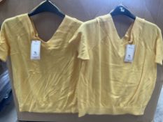 Pallet to include 131kg of Womens Mixed Sizes of Yellow, Short Sleeved Knitted Pullover Jumpers. (