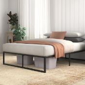 Boxed Corbe Modern Metal Bed Frame with Heavy Duty Steel Slat Support Black (LOC: SR6(5.2)-WO889 -