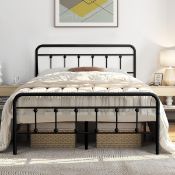 Boxed Single Double Size Metal Bed Frame with Headboard and Footboard, Victorian Style Platform