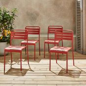 sweeek - Set of 2 stackable steel garden chairs Amelia Terracotta 44x52x79 cm (LOC: SR2R-KK852 -