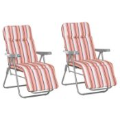 Boxed Outsunny Reclining Garden Chair Set of 2, 5-Level Adjustable Zero Gravity Chairs, Orange