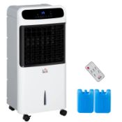 Boxed HOMCOM Mobile Air Cooler, 12L Tank Evaporative Ice Cooling Fan Water Conditioner Humidifier