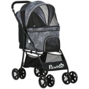Boxed PawHut Foldable Pet Stroller for Dogs, Puppy Stroller, with Large Carriage, Brakes, Canopy -
