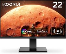 Boxed KOORUI 22 Inch Computer Gaming Monitor, FHD 1080P Desktop Display with 2 Speakers, 100HZ Ultra