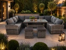New & Boxed Belagio 11 Seater Luxury Rattan Garden Dining Set. RRP: £1,979. Transform your outdoor