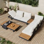 Boxed Tevara 4-Piece Outdoor Teak & Aluminium Modular Sofa Set . RRP £1,999.99. (LOC: SR4-QA2116 -