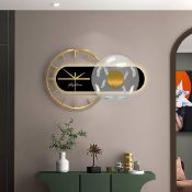 Boxed Modern LED Black & Gold Geometric Silent Metal Wall Clock (LOC: SR4-QA2091 - 1P)