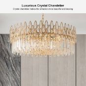Boxed Ketose Modern Gold 9-Light Crystal Chandelier with Adjustable Chain (LOC: SR4-QA2089 - MP)