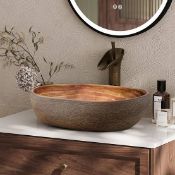 Boxed 480mm Oval Ceramic Bathroom Sink – Matte Glazed Vessel Sink (LOC: SR4-QA2081 - 1P)