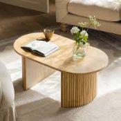 Boxed Maru Oval Coffee Table, Oak RRP £259.99. With its sculptural silhouette and warm natural oak
