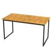 Boxed 140 x 70cm Acacia Wood Dining Table for 6 People with Slatted Tabletop (LOC: SR6(4.5)-