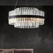 Boxed Fixedo Modern Tiered Crystal LED Chandelier in Black Light (LOC: SR4-QA2100 - MP)