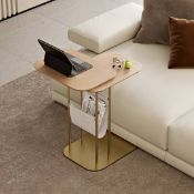 Boxed Modern 50 cm C-Shaped Natural & Gold Rotating End Table (LOC: SR4-QA2090 - 1LP)