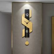 Boxed Modern Geometric Gold & Black Digital Wall Clock Decor (LOC: SR4-QA2102 - 1LP)