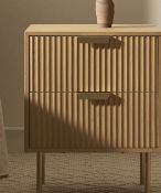 Boxed Richmond Ridged 2 Drawer Bedside Table, Light Ash. RRP £159.99. Our Richmond bedside cabinet