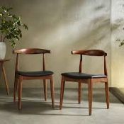Boxed Arley Set of 2 Beech Wood Dining Chairs, Walnut and Black RRP £329, Our Arley chairs are