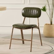 Boxed Modern Green Faux Leather Upholstered Dining Chair, 2 Piece (LOC: SR4-QA2087 - 1LP)