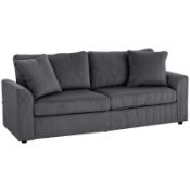 Boxed HOMCOM 3 Seater Sofa, 212cm Corduroy Couch with Spring Cushion, Wide and Deep Seat, Plush
