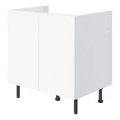 Pragma 2-Door Matt White 800mm x 590mm x 860mm Flat Packed Kitchen Base Unit (LOC: SR2.5F-KK4173 -