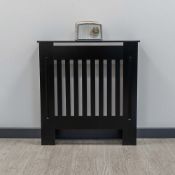 Black Vertical Slat MDF Radiator Cover - Small 78cm (W) x 81.5cm (H) x 19cm (D) (LOC: SR2(3.7)-