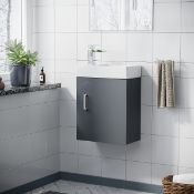 Nes Home Nanuya 400mm Cloakroom Wall Hung Basin Vanity Unit Grey (LOC: SR2(3.5)-KK4153 - MP)