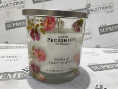 6 X BRAND NEW PECKSNIFFS ENGLAND 550G LUXURY PEONY AND SWEET WILLIAM SCENTED CANDLES RRP £57 EACH (