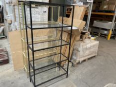 BRAND NEW REGENT BLACK PREMIUM 5 SHELF BLACK GLASSS SHELVED SHELVING UNIT RRP £209 (LOC: CNT-