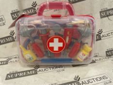12 X BRAND NEW PETERKIN | Classic Doctor's Medical Carry Case Toy | 11 piece, brightly coloured,