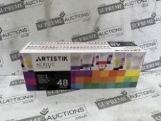 8 X BRAND NEW ARTISTIK Acrylic Paint Set with 48 Opaque & Vibrant Colors for Beginners &