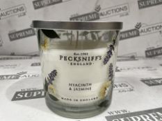 6 X BRAND NEW PECKSNIFFS ENGLAND 550G LUXURY HYACINTH AND JASMINE SCENTED CANDLES RRP £57 EACH (