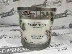 6 X BRAND NEW PECKSNIFFS ENGLAND 550G LUXURY SWEET PEA AND LARKSPUR SCENTED CANDLES RRP £57 EACH (