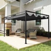 Boxed Outsunny 4 x 3m Metal Garden Pergola With Retractable Canopy Roof (LOC: SR6R-QA1946 - OSL)