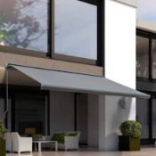 Boxed Outsunny Retractable Manual/Electric LED Strip Awning 3.5 x 3m. RRP £699.00. (LOC: SR6R-QA1879