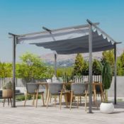 Boxed Outsunny 3.5 X 3.5m Metal Retractable Garden Pergola Outdoor Canopy . RRP £435.00. (LOC: