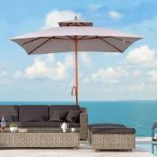 Boxed 3x3 Wood Square Umbrella Market Parasol Sunshade Canopy (LOC: SR6.3.5-QA1926 - HP)