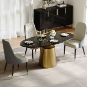 Boxed 63" Affordable Luxury Modern Oval Sintered Stone Dining Table Seats 4 People *has only box 1/