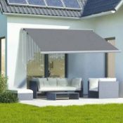 Boxed Outsunny Retractable Electric/Manual Awning 4 x 3m - Grey. RRP £585.00. (LOC: SR6R-QA1871 -