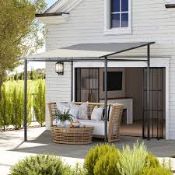 Boxed Outsunny 2.4 x 2.4 m Wall Mounted Pergola Gazebo with PA Coating Fabric (LOC: SR6.3.5-QA1918 -