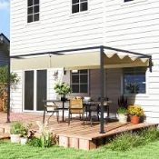 Boxed Outdoor Pergola with Retractable Roof Metal Khaki 3 x 4m. RRP £295.00. (LOC: SR6R-QA1851 -
