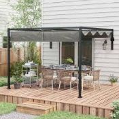 Boxed Outsunny 2 x 3m Wall Mounted Garden Pergola with Retractable Canopy (LOC: SR6.3.5-QA1920 -