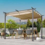 Boxed Outsunny 3 x 3m Outdoor Metal Retractable Garden Pergola Canopy (LOC: SR6R-QA1949 - OSL)