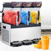 3 x 15L Commercial Slush Machine – Low-Noise Frozen Drink Maker with 360° Auto-Clean & LED
