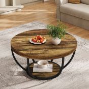 Boxed Maissane Floor Shelf Coffee Table with Storage Brown/Black (LOC: SR6(4.4)-KK4747 - MP)