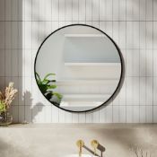 Boxed Baum Nordic Round Bathroom Framed Mirror Wall Hanging 50cm H x 50cm W x 3.5cm D Black (LOC: