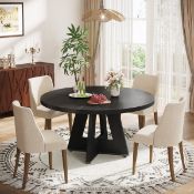 Boxed Round 119.4 Cm Dining Table Black (LOC: SR6(3.2)-KK4710 - MP)