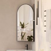 Boxed Aishwarya 42x80cm Corner Arched Bathroom Mirror Cabinet with 3-Tier Shelves Black (LOC: SR6(