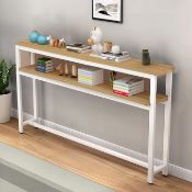 Boxed Rustic Sofa Table with Shelves for Entryway - 2-Tier Wood Console Table for Living Room,