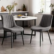 Boxed 47.5cm H Upholstered Metal Upholstered Back Side Chair (Set of 2) Grey Velvet (LOC: SR6(3.3)-